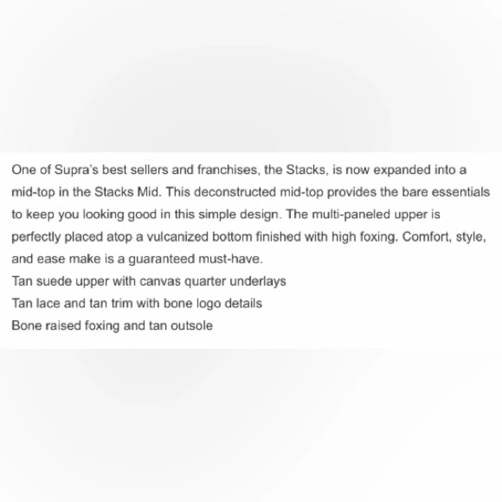 Supra Stacks Mens Mid high top sneakers shoes tan / bone 6.5 - Picture 6 of 6
